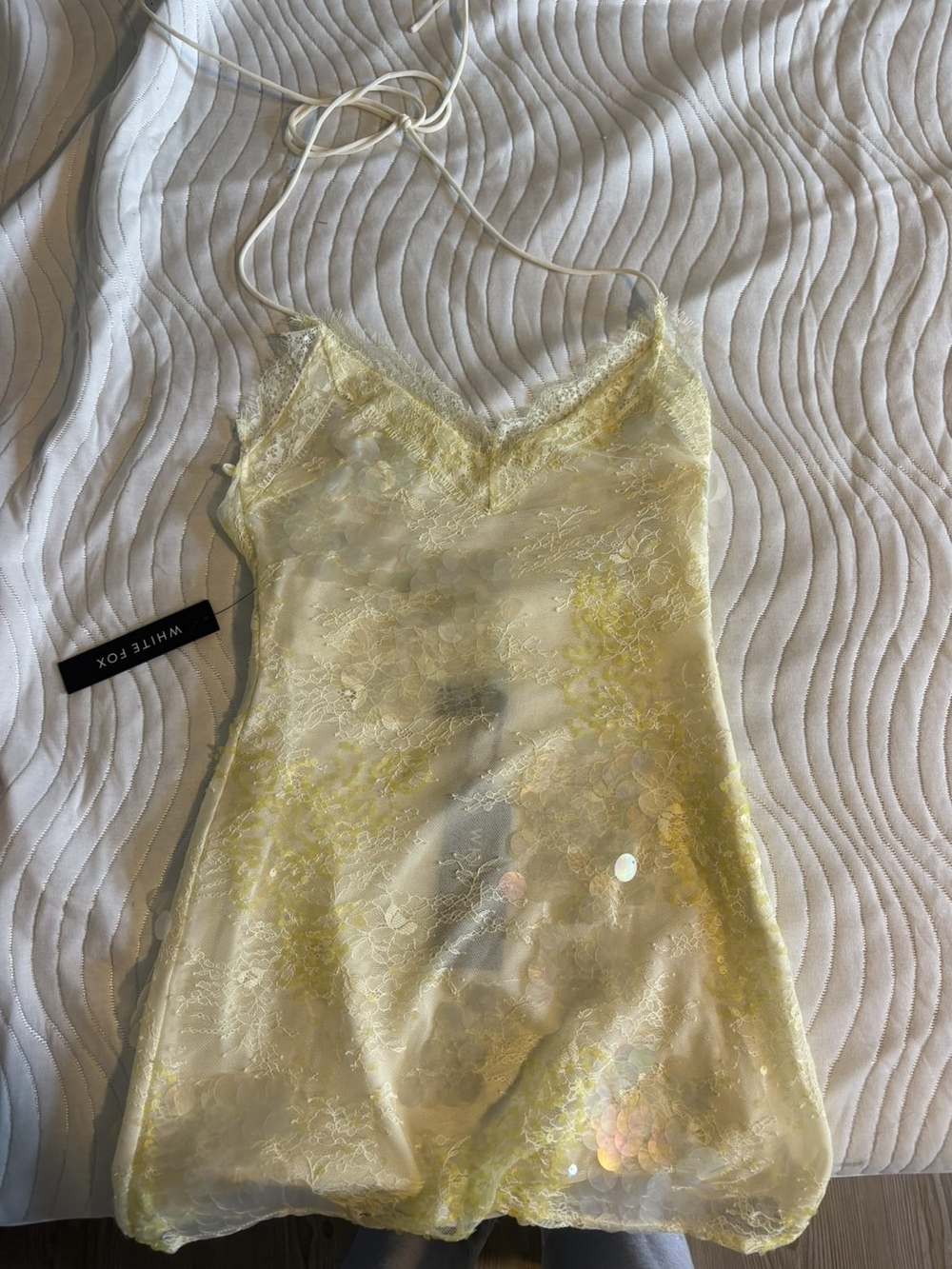 WHITE FOX Sunset Swoon Sequin Mini Dress Sequin Mini Dress in Yellow XXS NWT